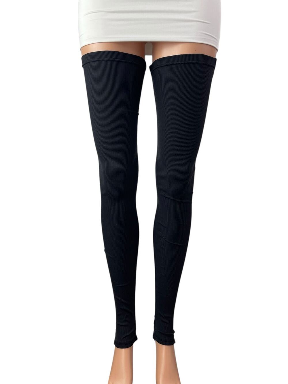 Alo Womens Black Sports Athletic Activewear Thigh High Compression Stockings M/L